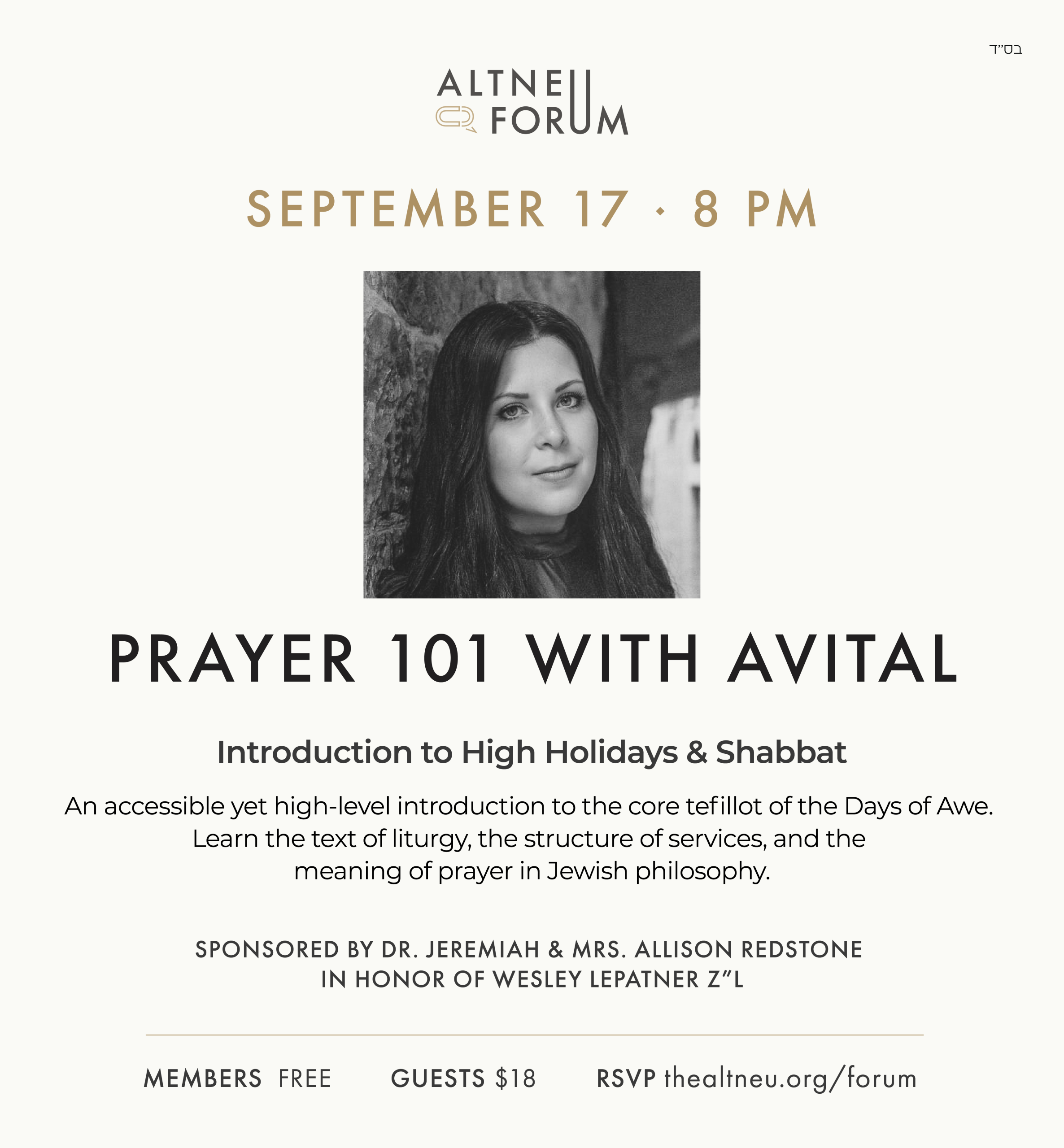 Altneu Fall Calendar 2025 conflict_Prayer 101 Flyer